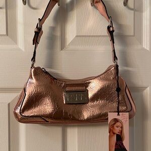 Paris Hilton Metallic Pink Onyx Long Baguette Handbag  NWT
